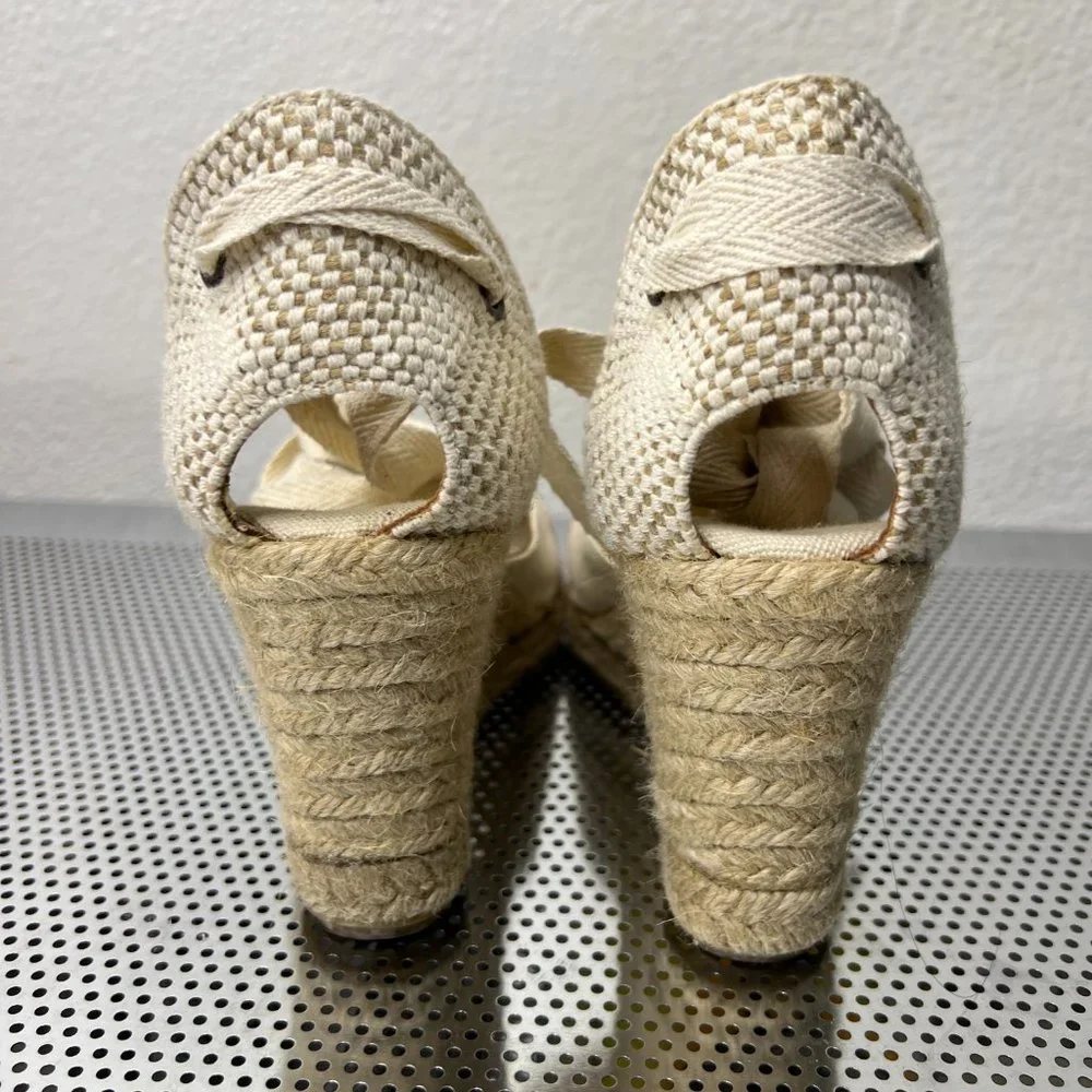 Soludos Women's Lace-Up Tall Wedge Espadrilles Red‎ Navy Natural  Size 5